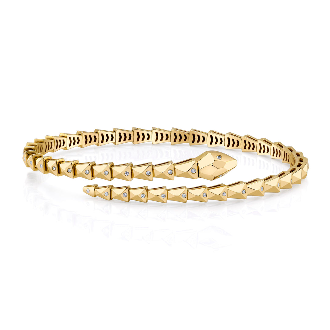 14K Yellow Gold Serpent & Diamond Bracelet