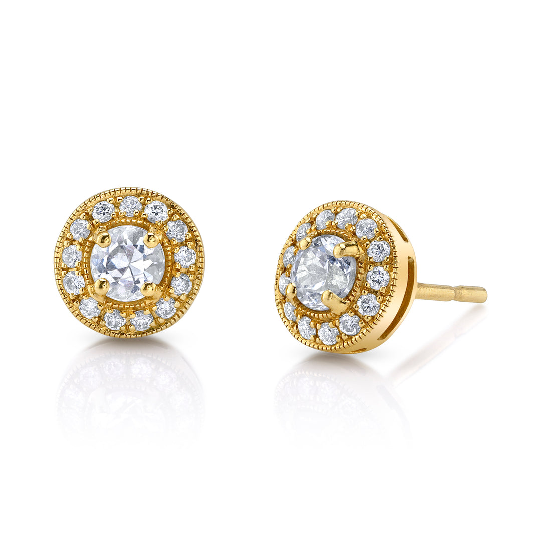 0.64ct Round White Sapphire & Diamond Studs