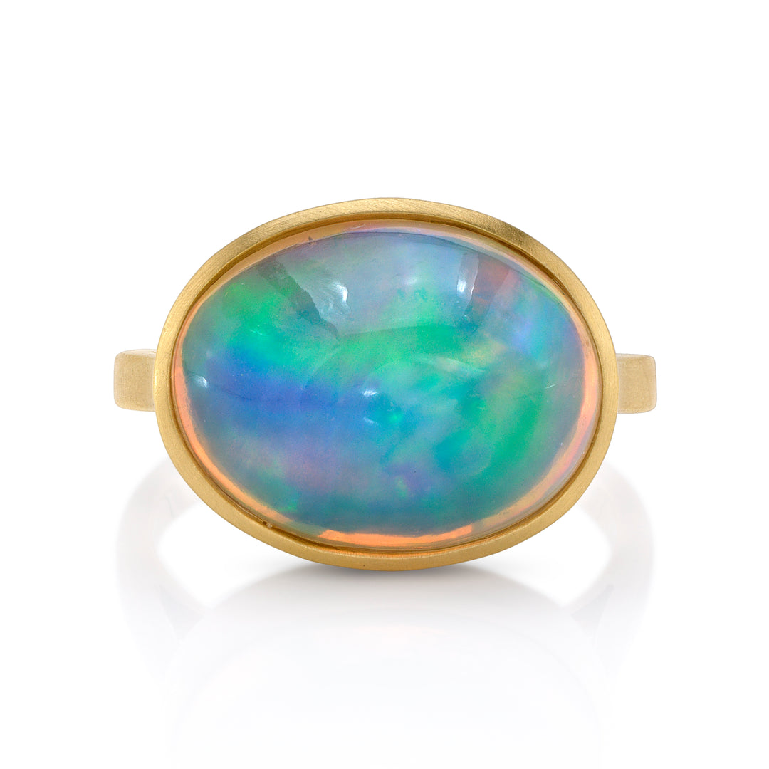 5.89ct Oval Ethiopian Opal & Gold Ring