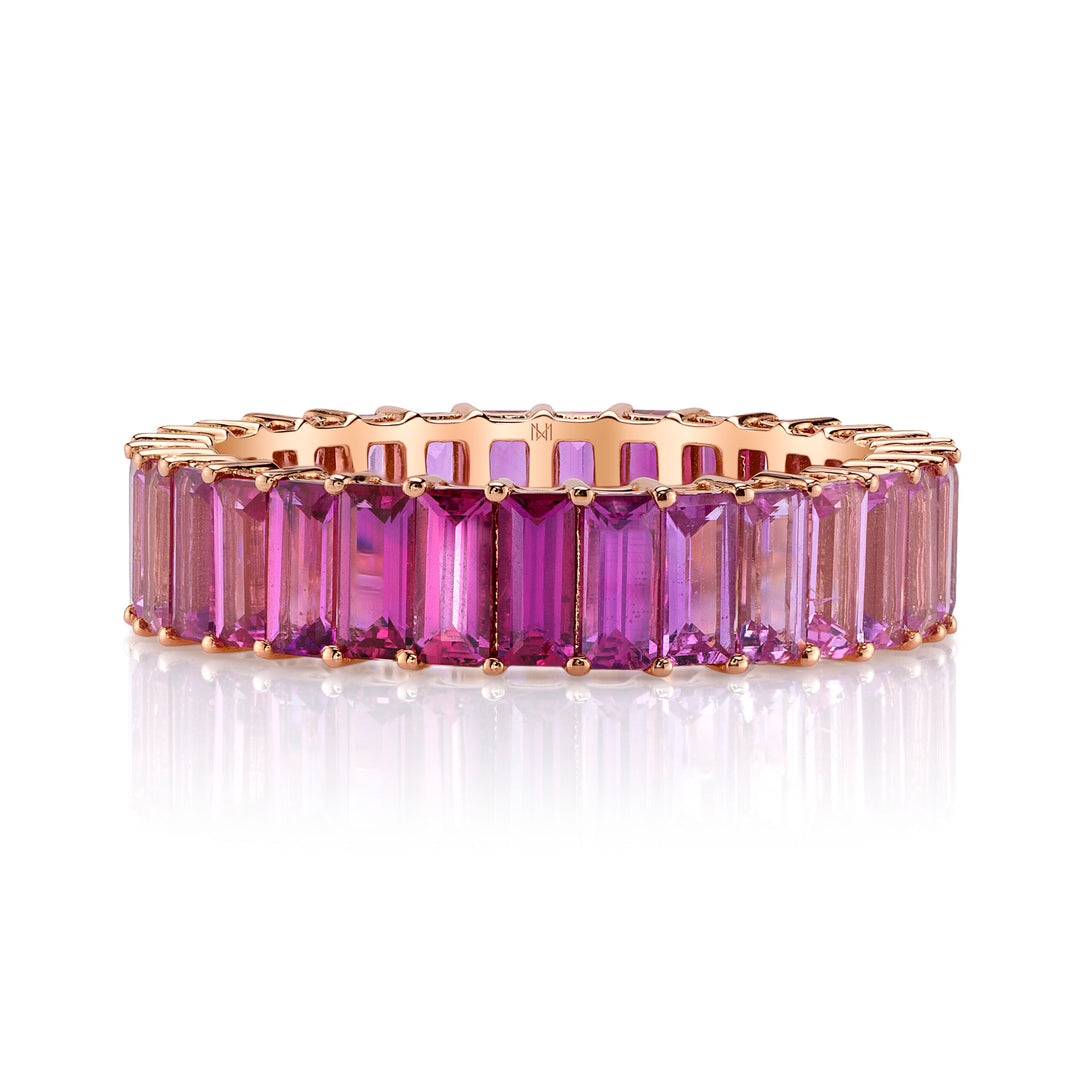 Ombré Pink Sapphire Baguette Eternity Band