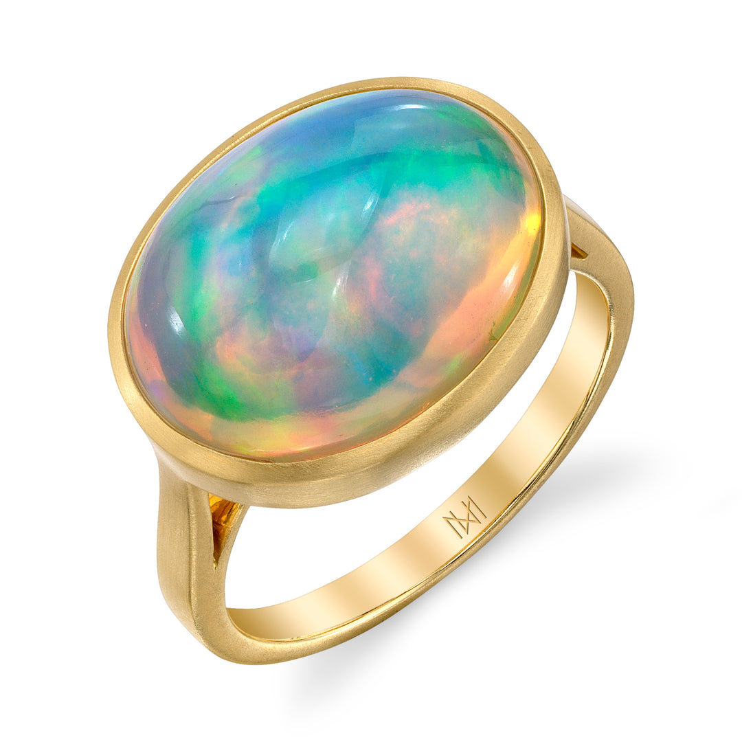 5.89ct Oval Ethiopian Opal & Gold Ring