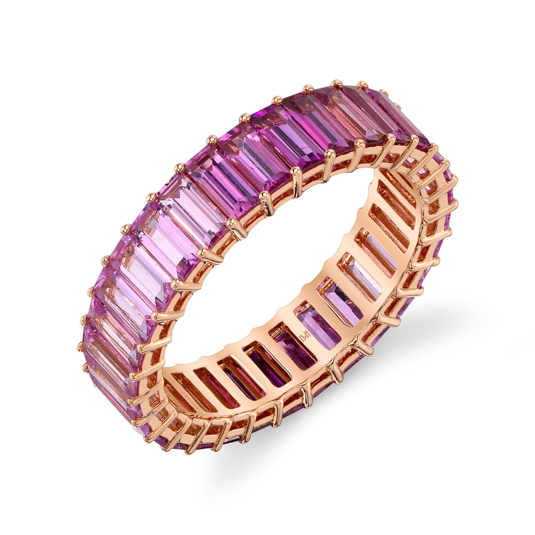 Ombré Pink Sapphire Baguette Eternity Band