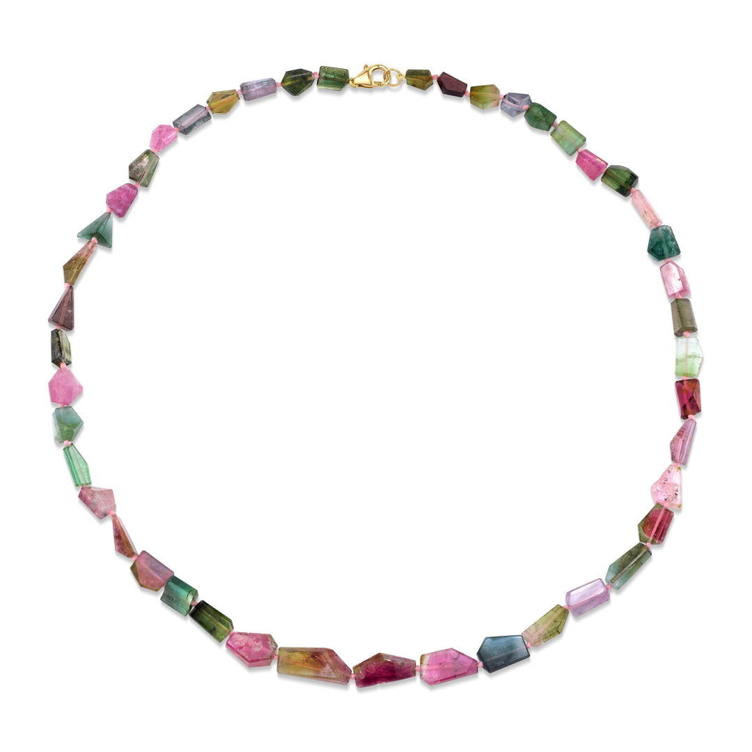 Multi-Colored Flat Faceted Tourmaline Candy Necklace