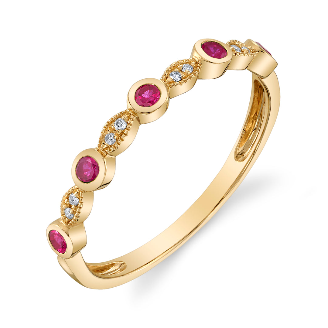 Ruby & Diamond Band in 14K Yellow Gold