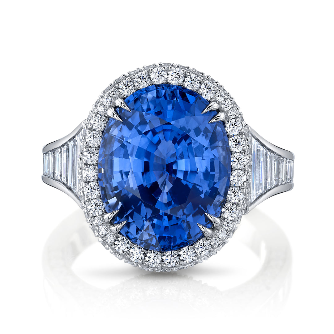 Exquisite 9.50ct Oval Brilliant Ceylon Sapphire & Diamond Ring