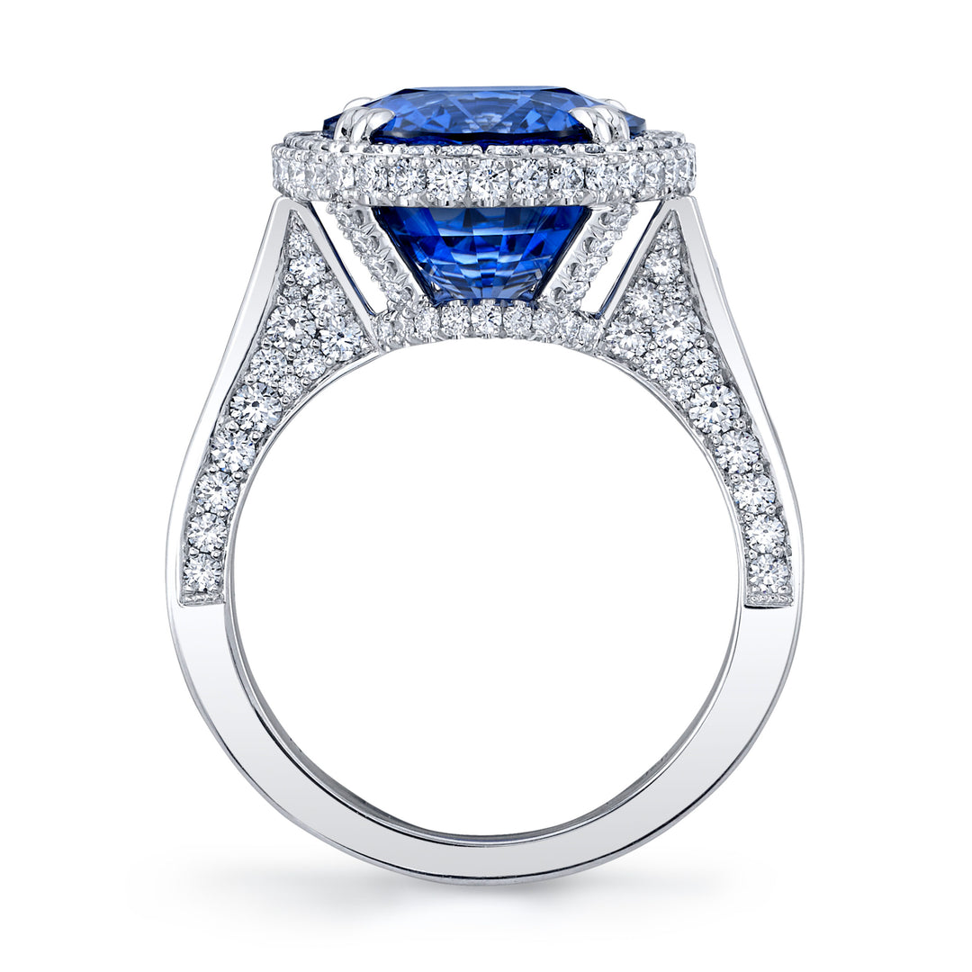 Exquisite 9.50ct Oval Brilliant Ceylon Sapphire & Diamond Ring