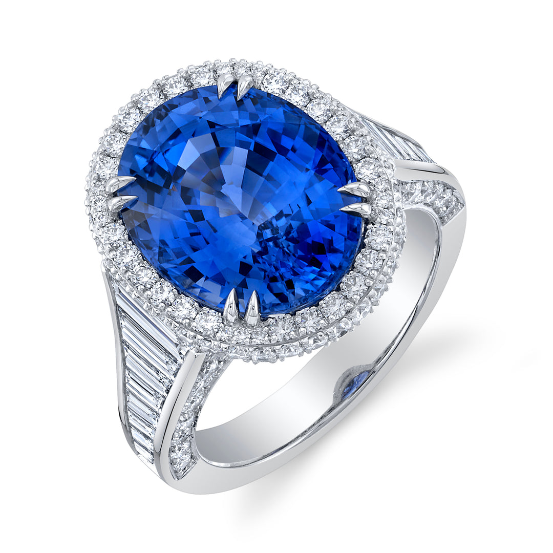 Exquisite 9.50ct Oval Brilliant Ceylon Sapphire & Diamond Ring