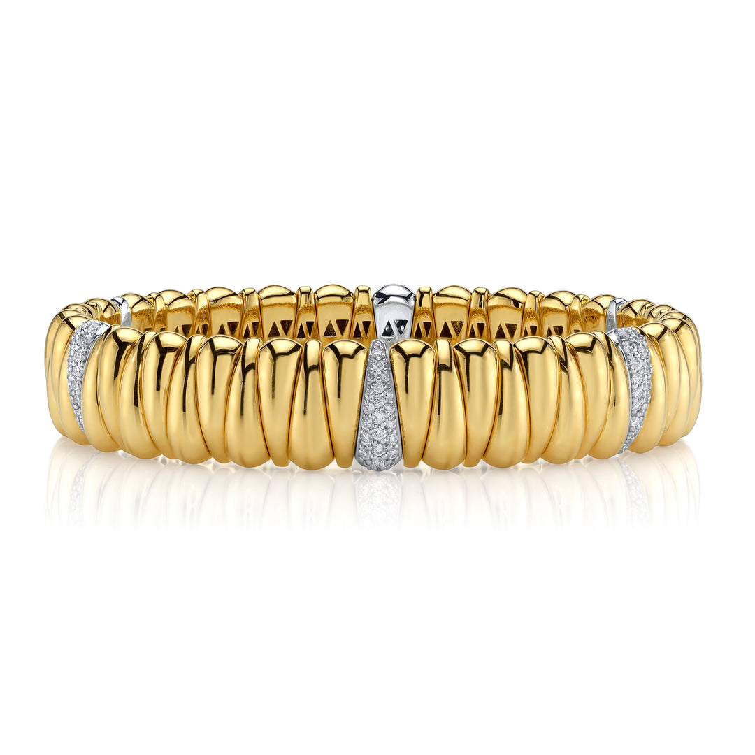 Art Deco Diamond & Gold Extensible Stretch Bracelet in 18K Yellow Gold