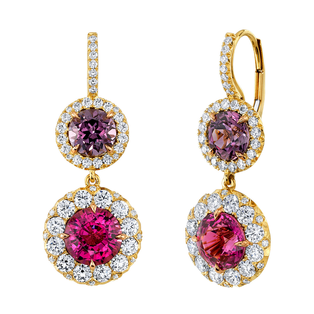 Dazzling Diamond, Spinel & Garnet Dangle Earrings