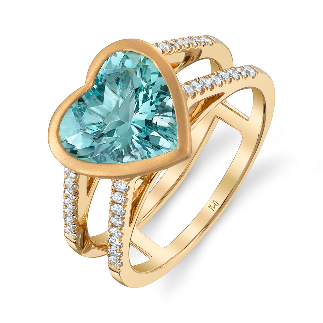 2.60ct Heart Shape Aquamarine & Diamond Ring