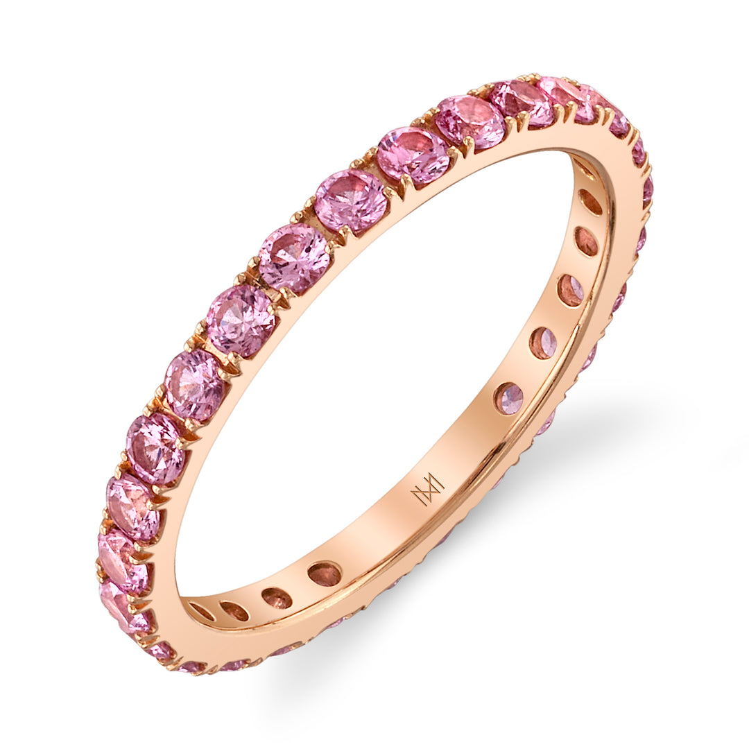 Bold Light Pink Sapphire Eternity Band