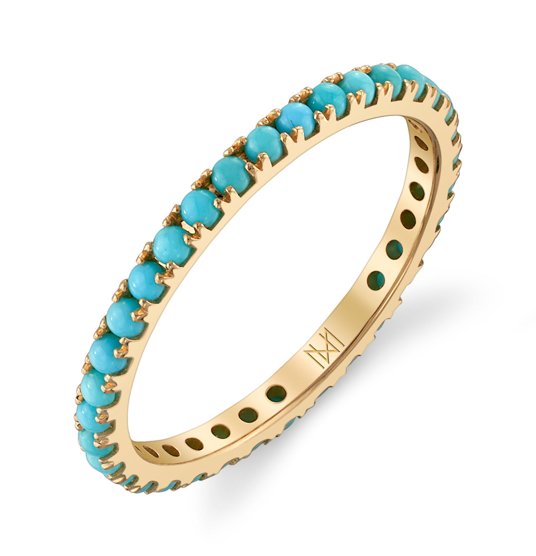 Petite Turquoise Eternity Band in 18K Gold