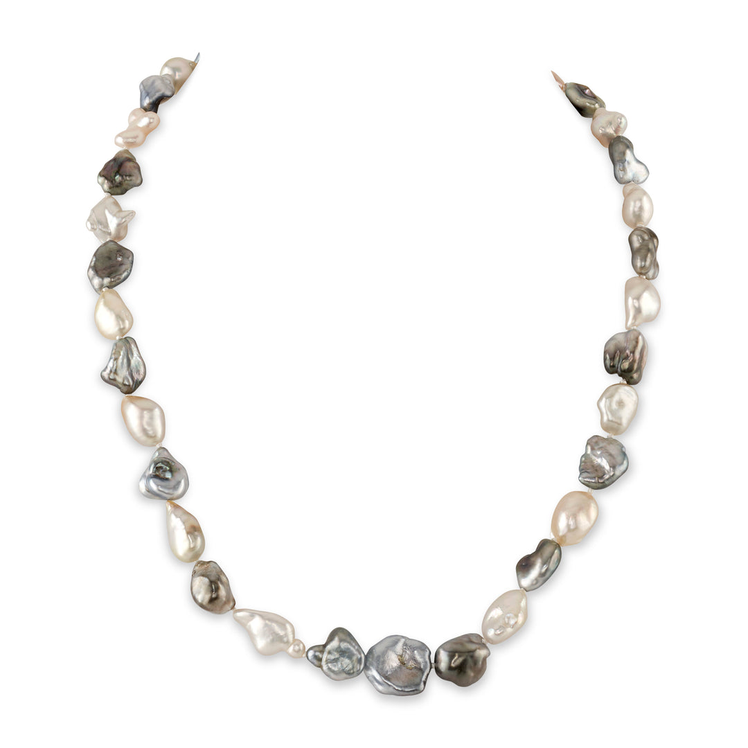 Mixed White & Tahitian Keshi Pearl Necklace