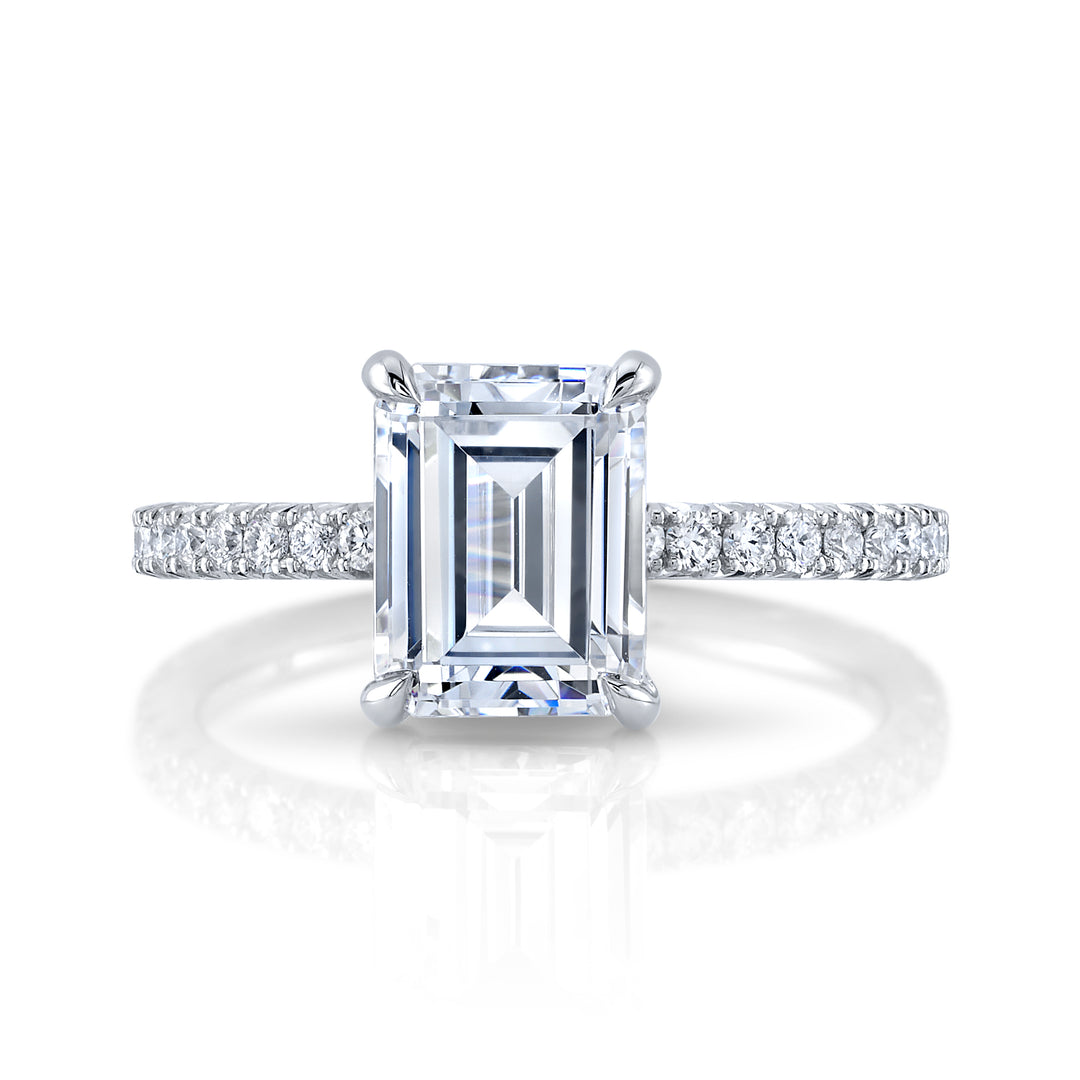 Nicole Mera Classic Emerald Cut Dainty Solitaire in Platinum