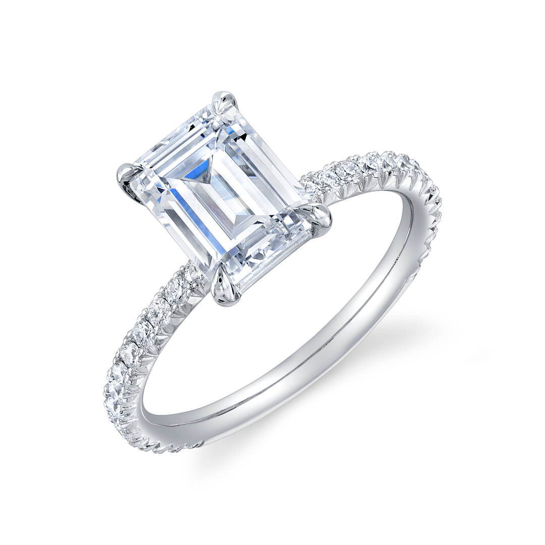 Nicole Mera Classic Emerald Cut Dainty Solitaire in Platinum