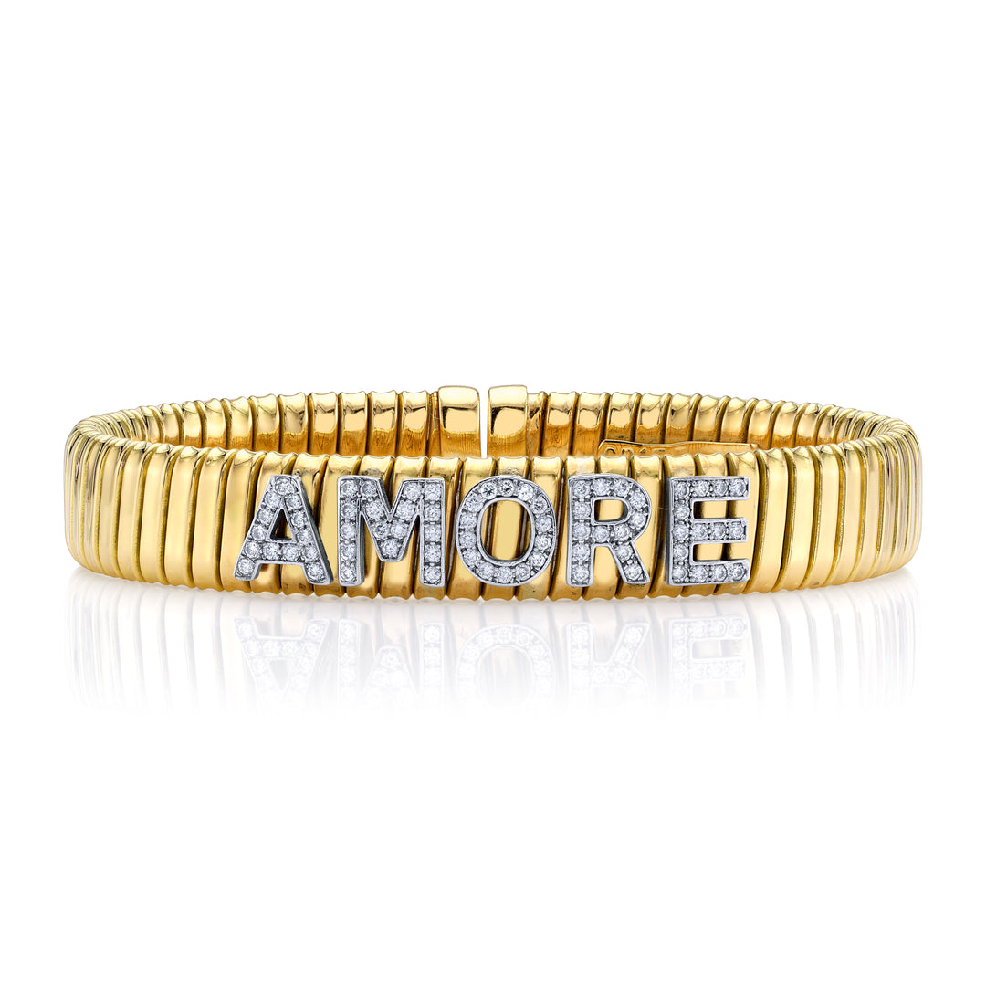 18K Gold Tubogas & Diamond AMORE Bracelet