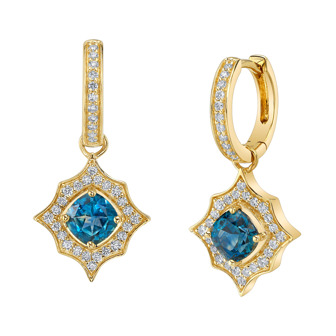 1.60ctw Cushion Montana Sapphire & Diamond Vintage-Style Earrings