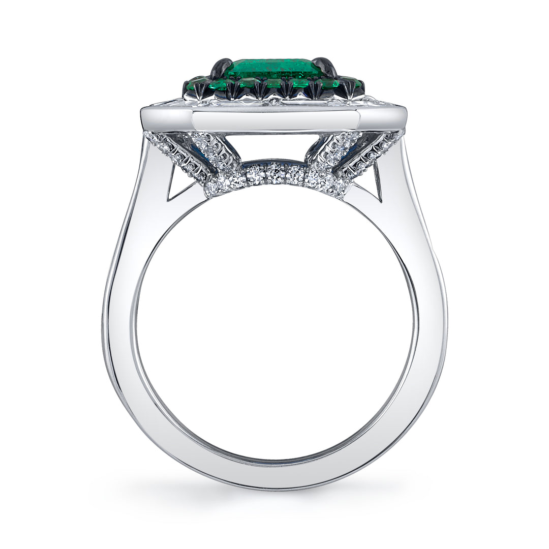 Award Winning 2.55ct Emerald Cut Colombian Emerald & Diamond Ring