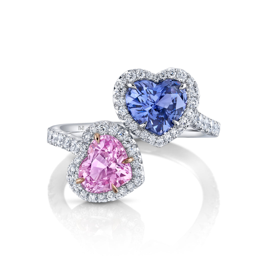 Hugging Heart Sapphire & Diamond Ring