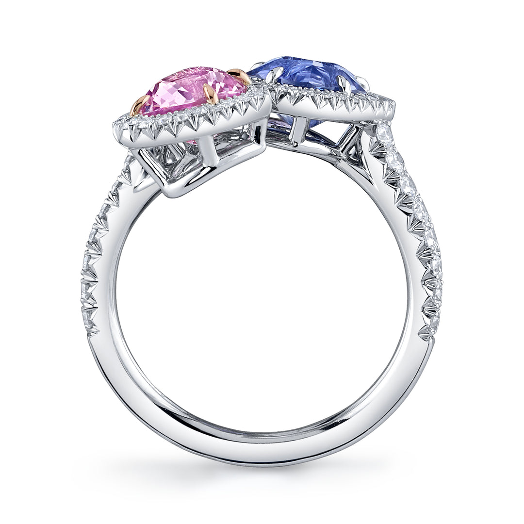 Hugging Heart Sapphire & Diamond Ring