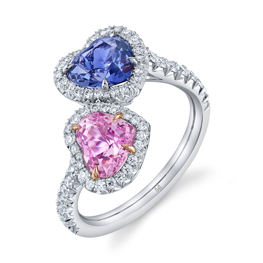 Hugging Heart Sapphire & Diamond Ring