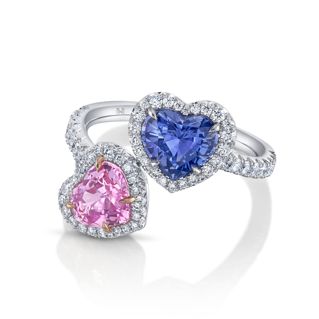 Hugging Heart Sapphire & Diamond Ring