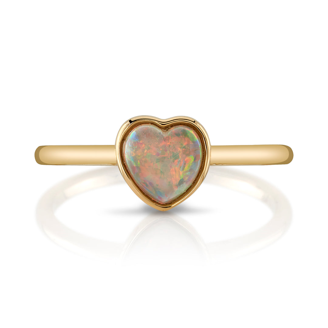 0.45ct Heart Shaped Australian White Opal Ring