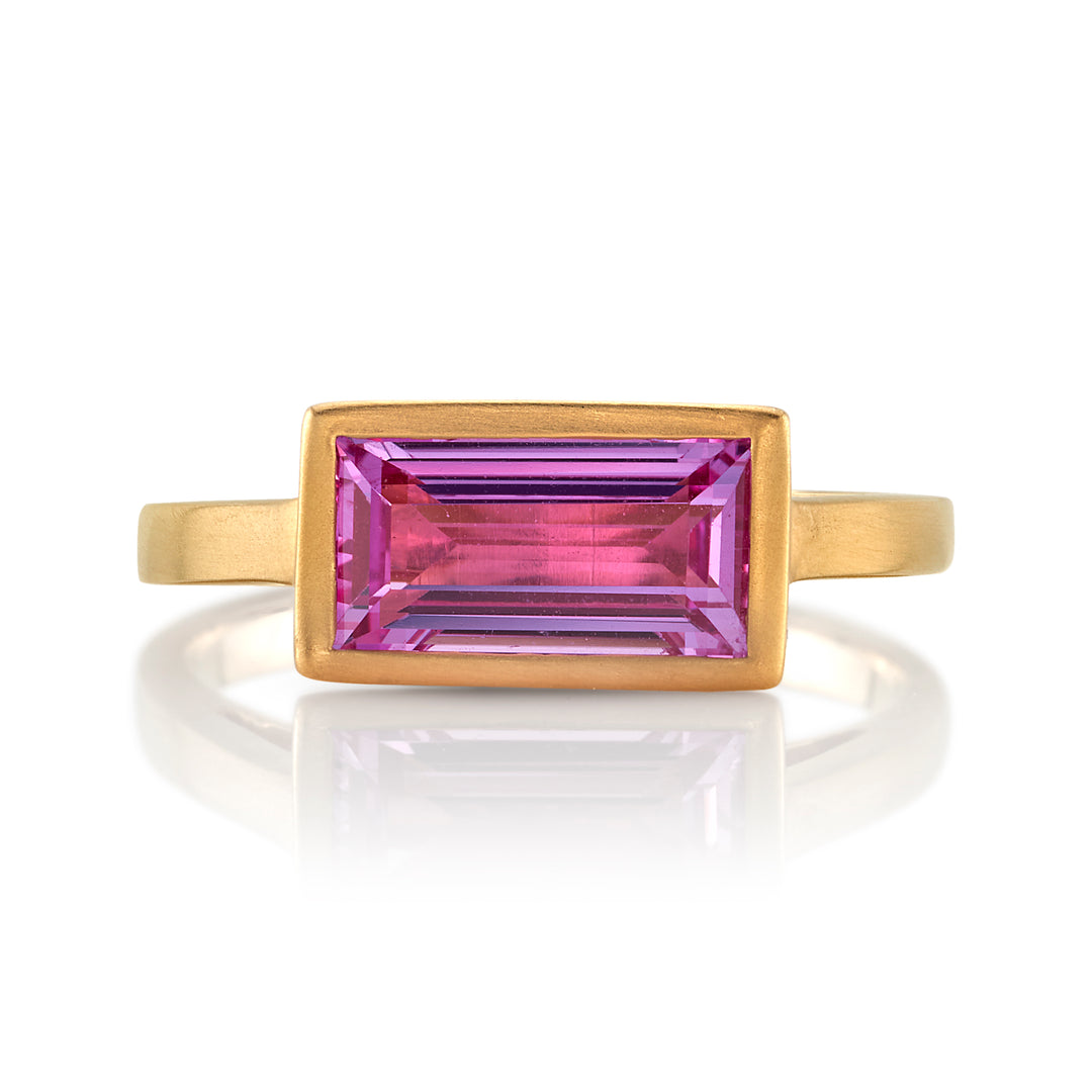 2.00ct Emerald Cut Pink Sapphire Skinny Stack Ring