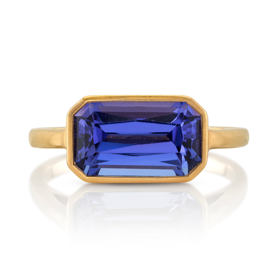 3.33ct Emerald Cut Tanzanite Skinny Stack Ring