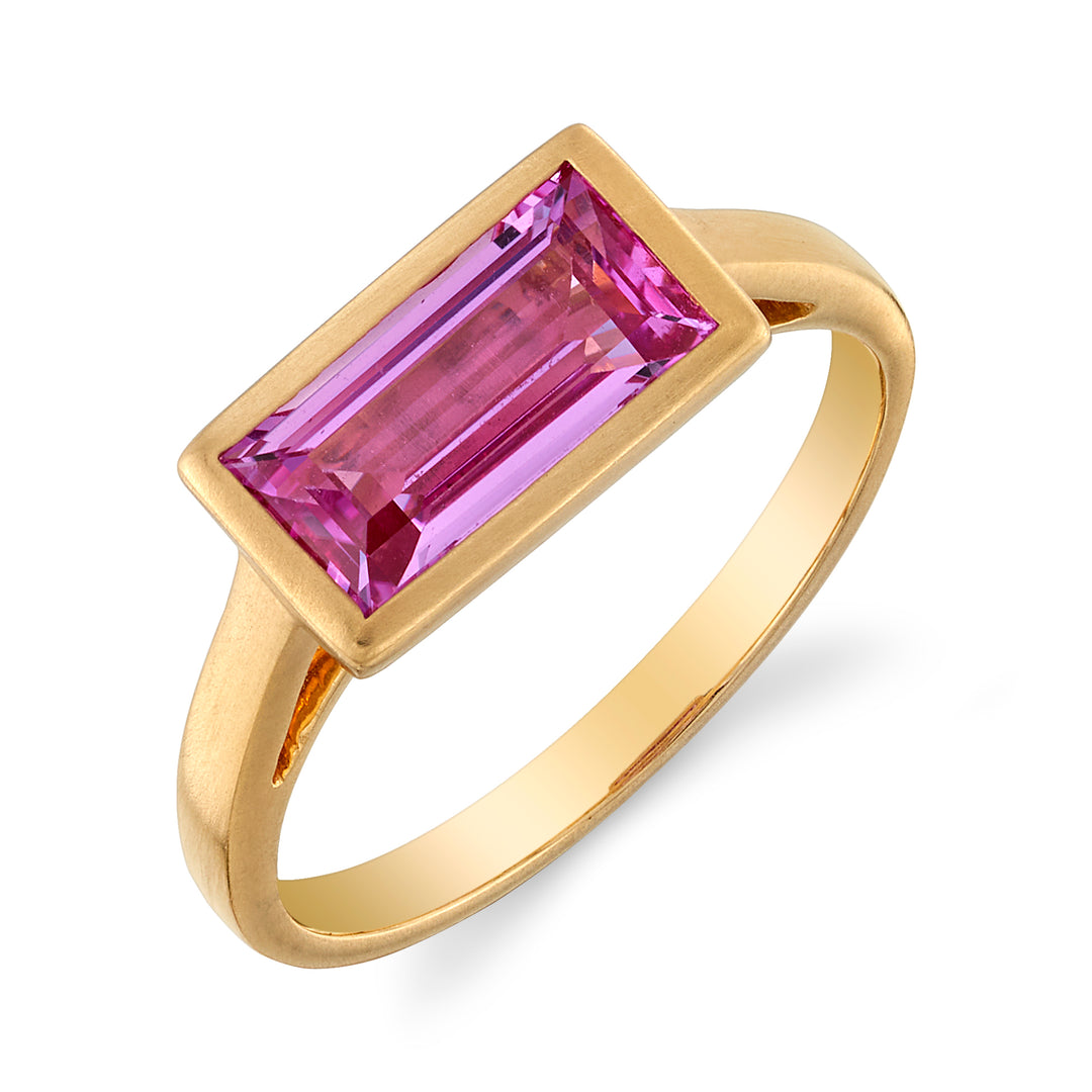 2.00ct Emerald Cut Pink Sapphire Skinny Stack Ring