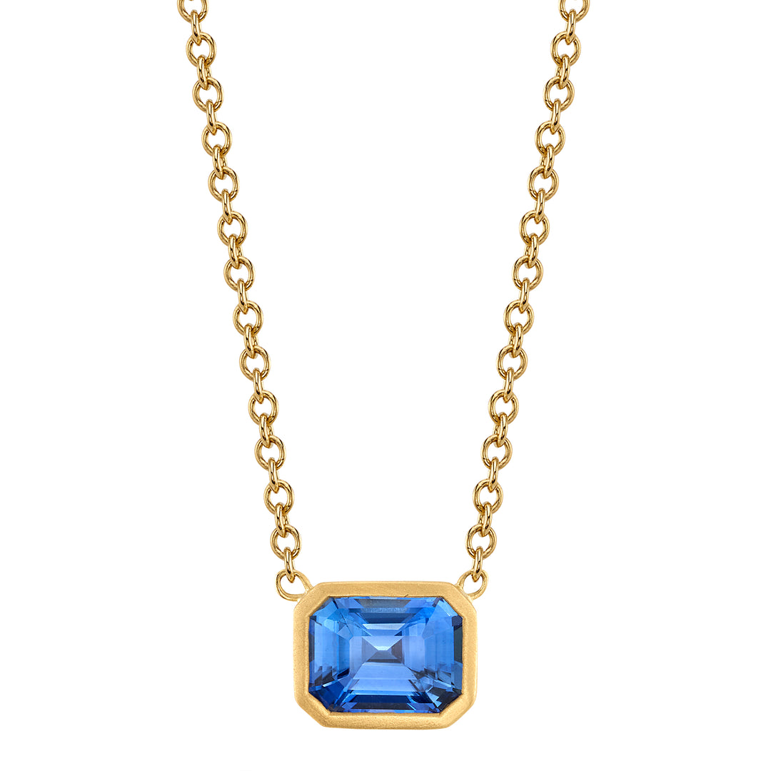 1.54ct Emerald Cut Sapphire Necklace