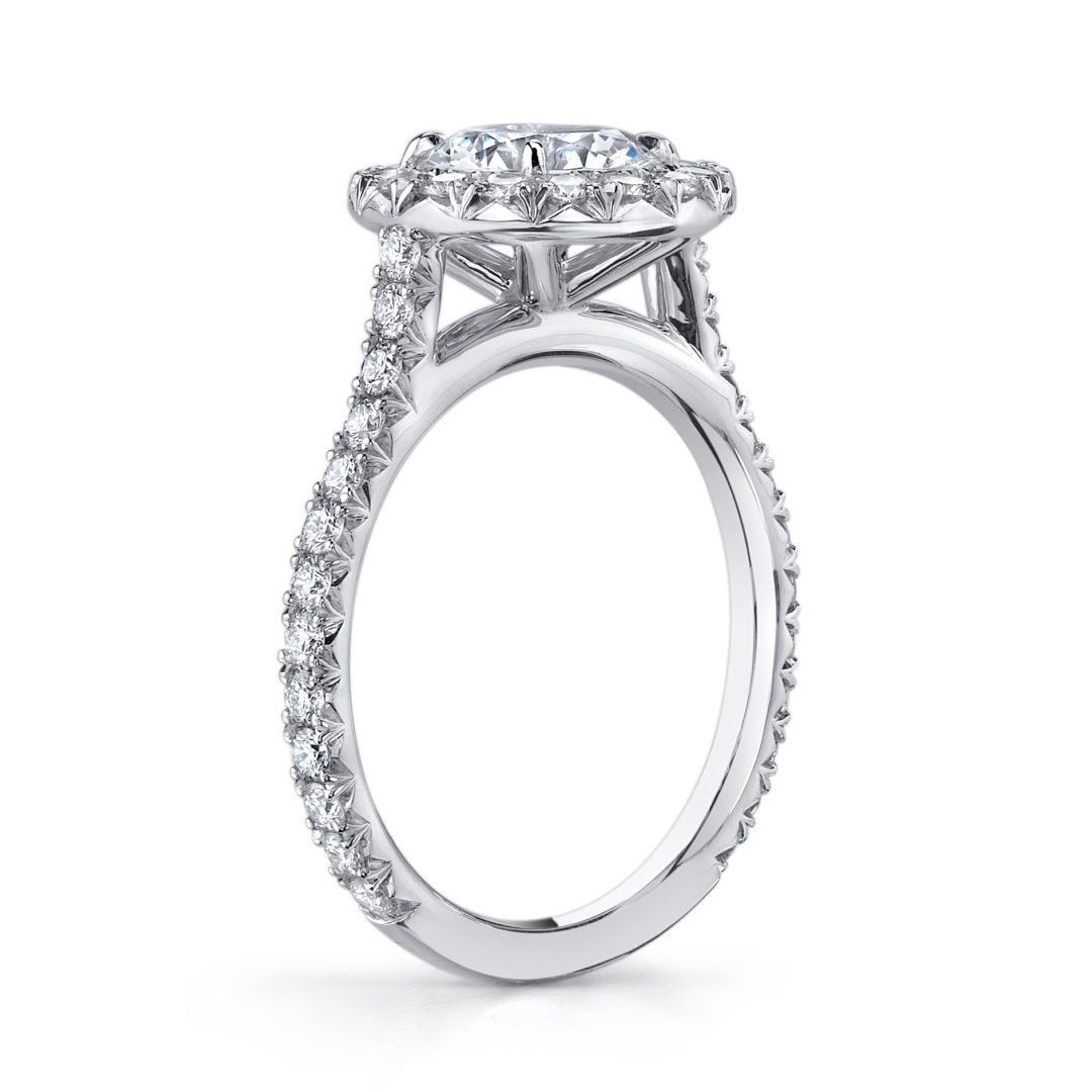 Bold Halo Single Shank Diamond Ring