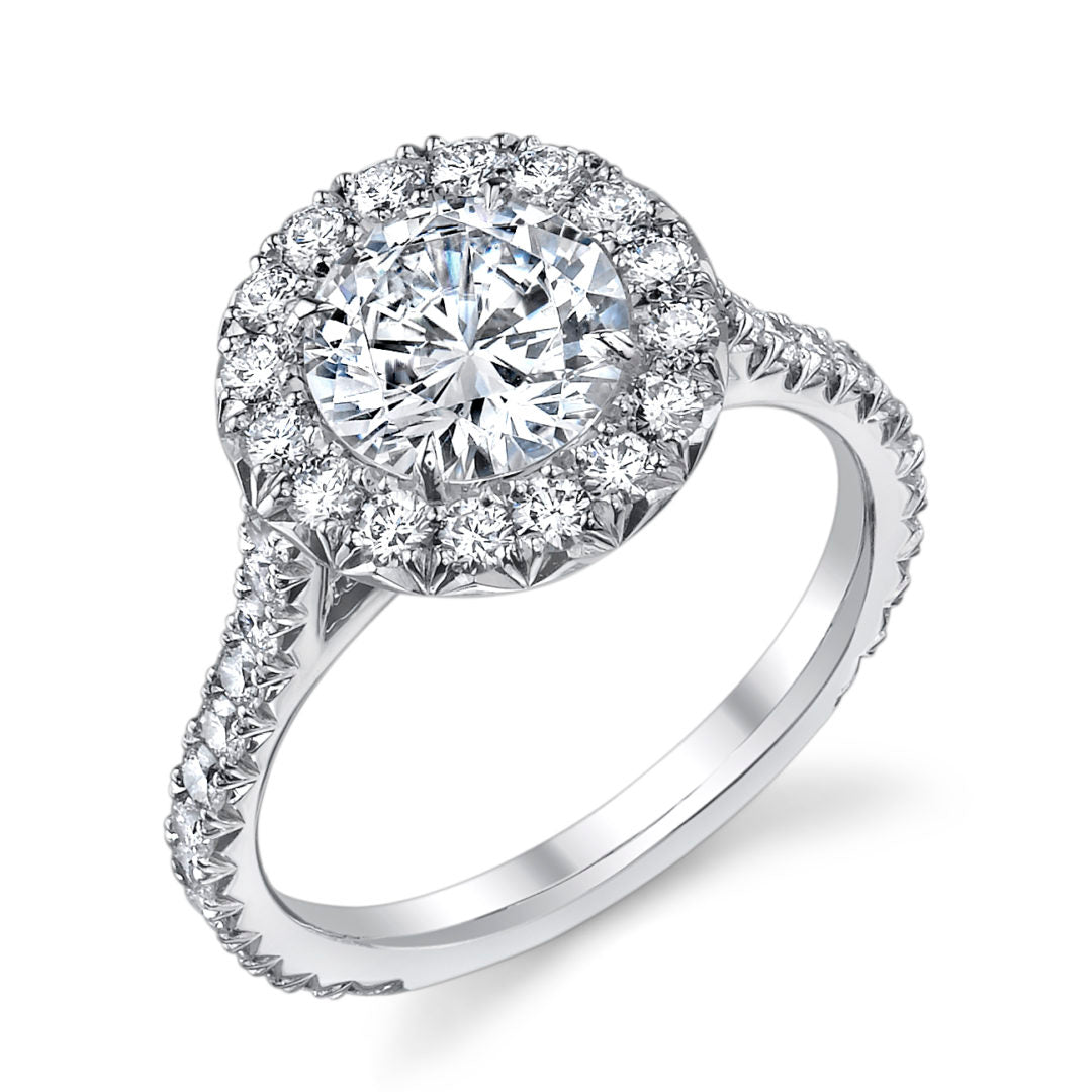 Bold Halo Single Shank Diamond Ring