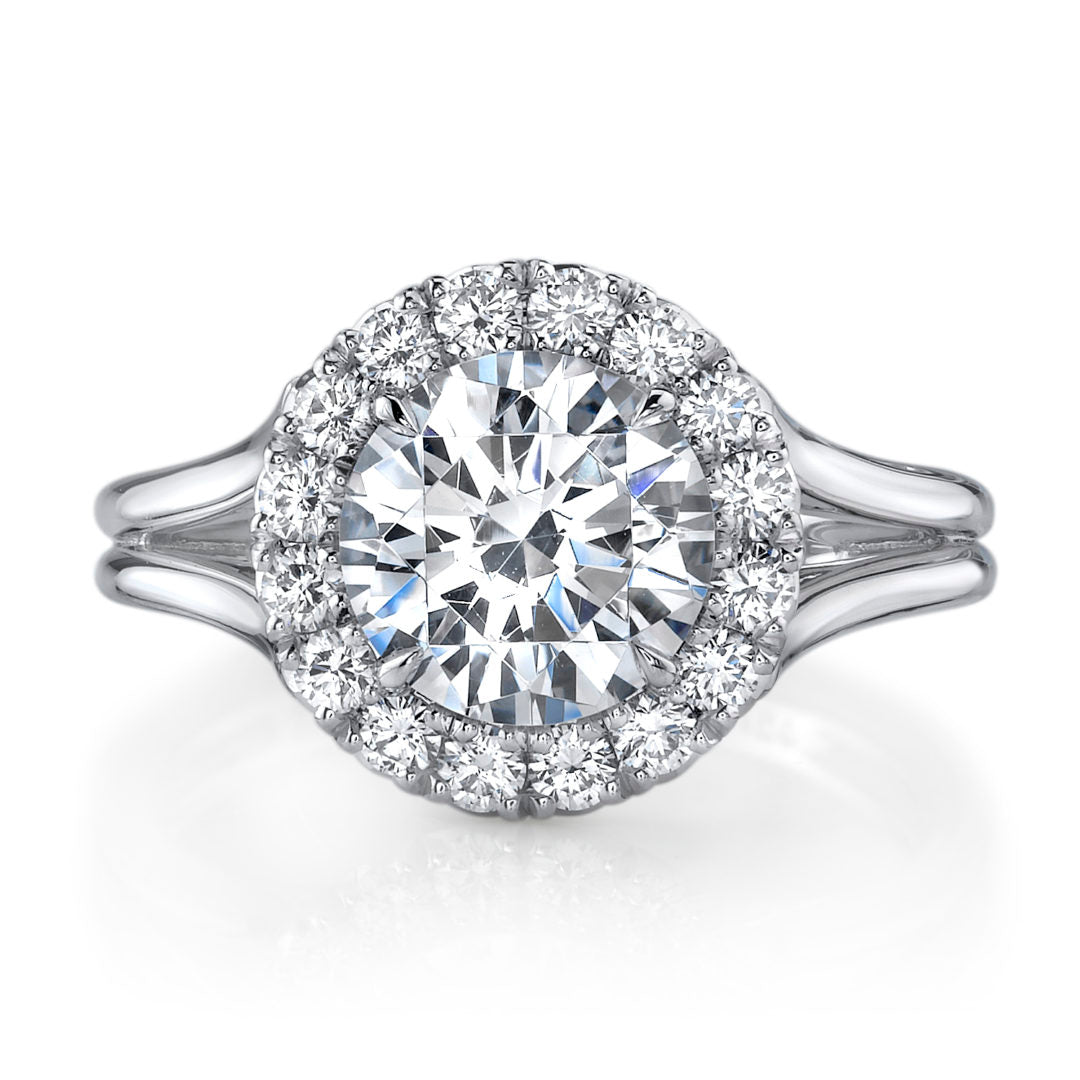 Bold Diamond Halo Split High Polish Shank Ring