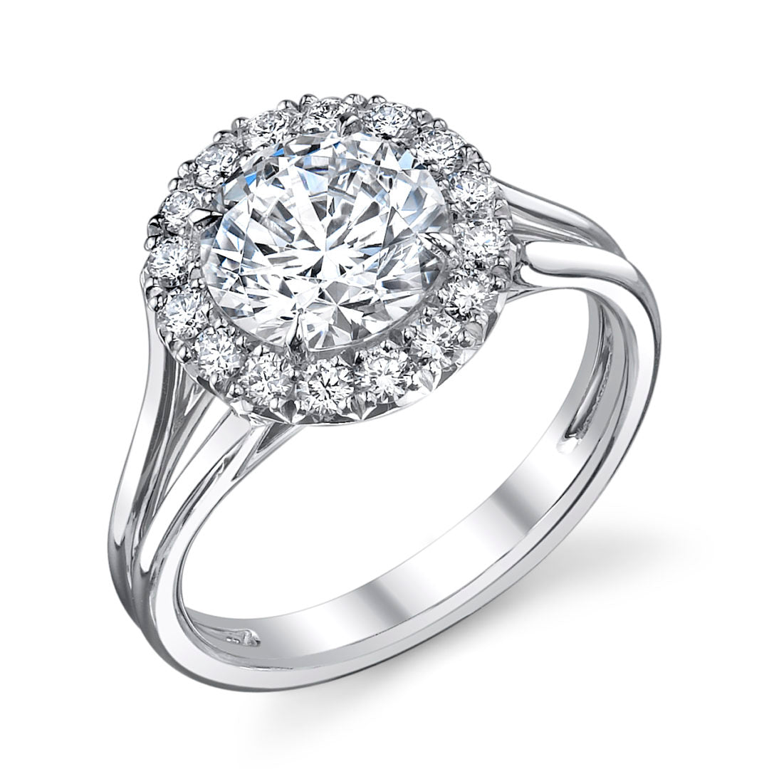 Bold Diamond Halo Split High Polish Shank Ring