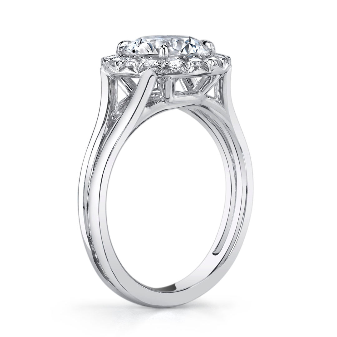 Bold Diamond Halo Split High Polish Shank Ring