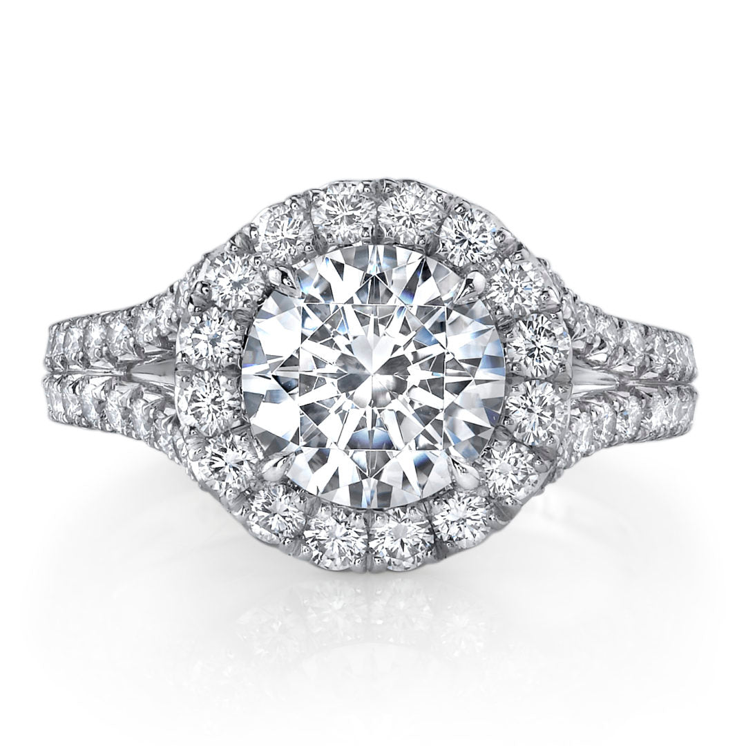 Bold Halo Big Split Shank Diamond Ring