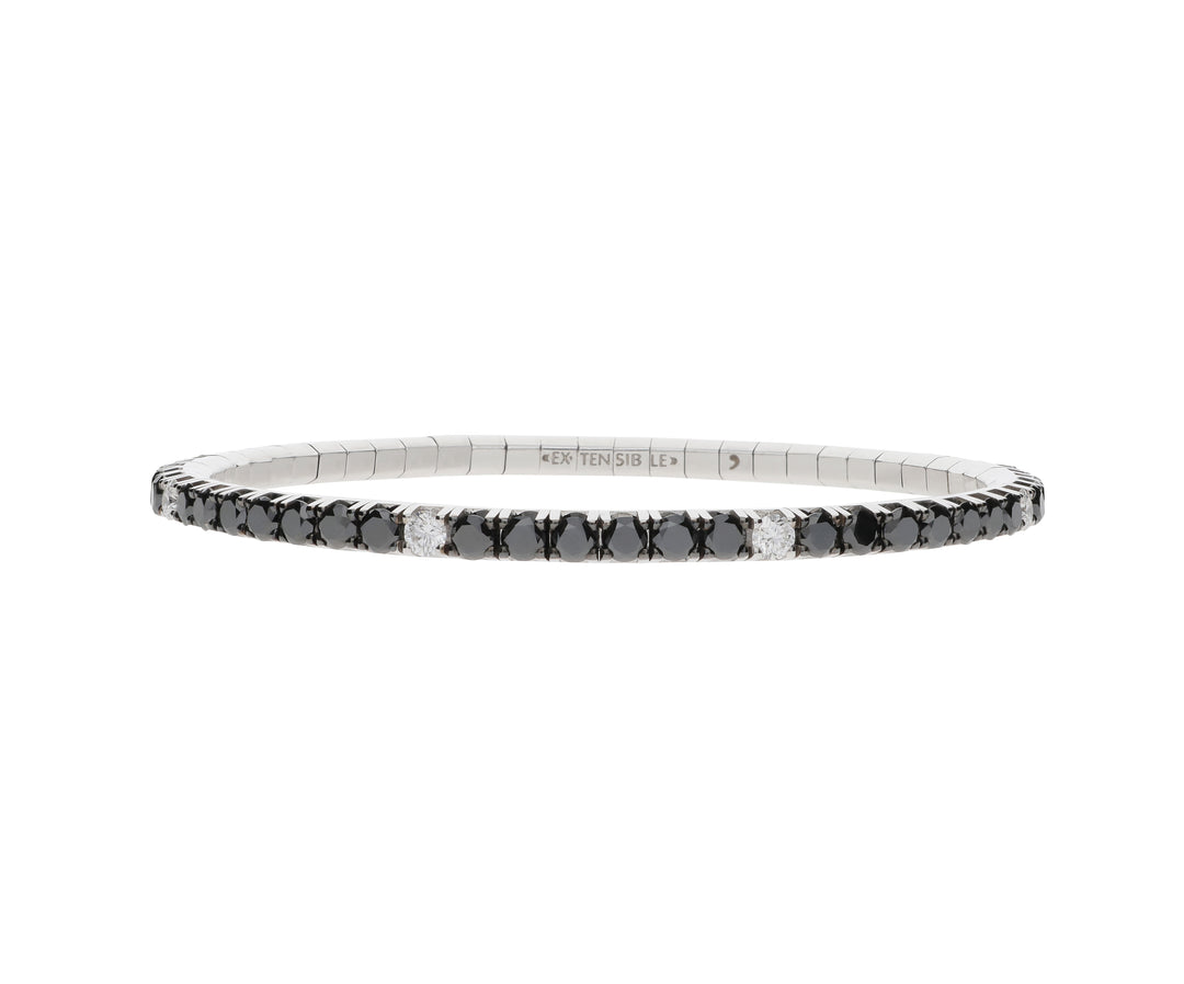 Black & White Diamond Extensible Stretch Diamond Bracelet in 18K Gold