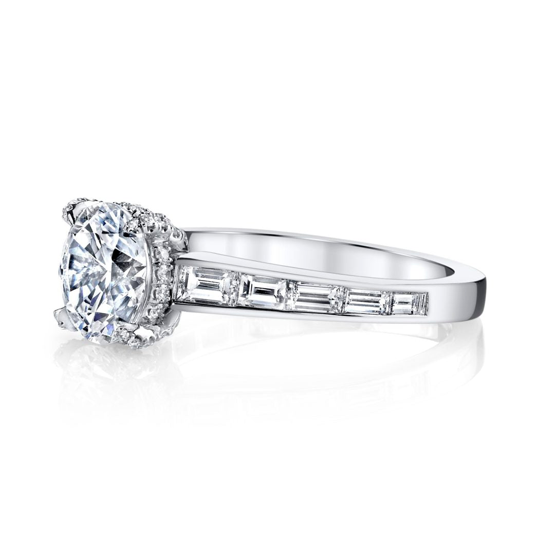 Single Row Baguette Diamond Solitaire Ring