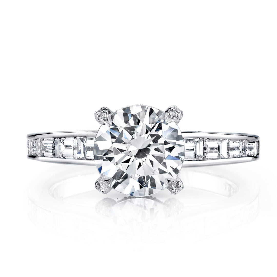 Single Row Baguette Diamond Solitaire Ring