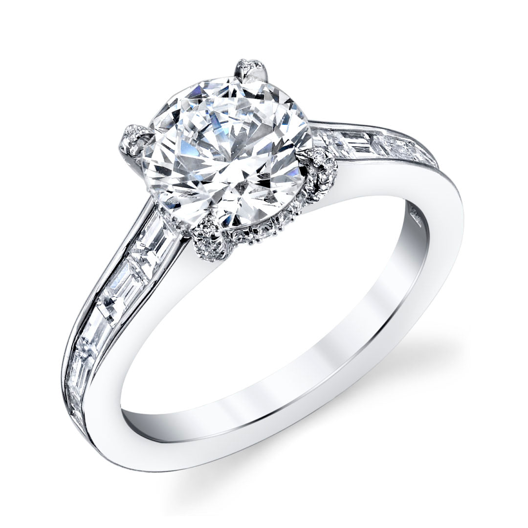 Single Row Baguette Diamond Solitaire Ring