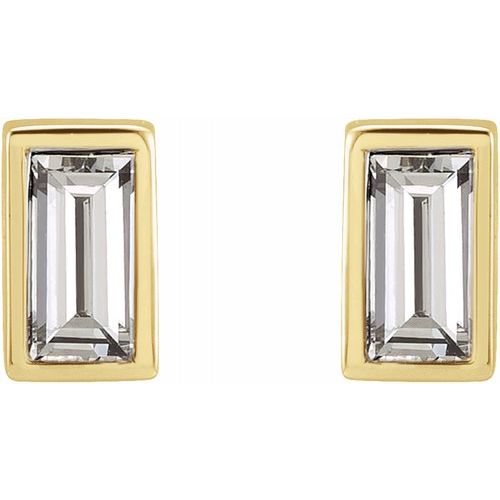 Baguette Diamond Bezel Studs