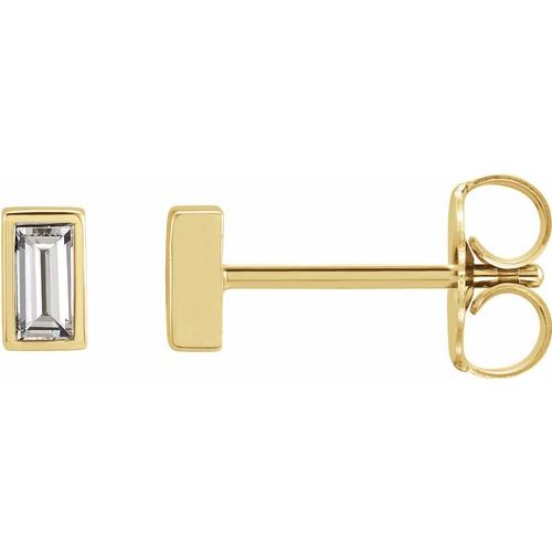 Baguette Diamond Bezel Studs