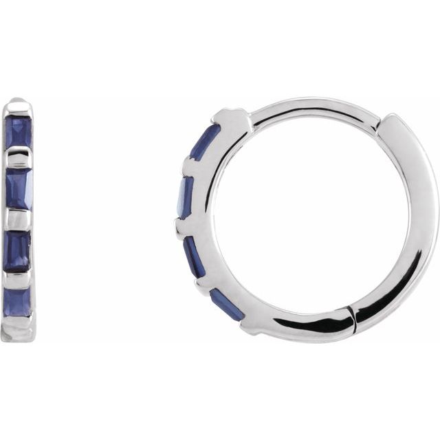 Sapphire Baguette Huggie Earrings