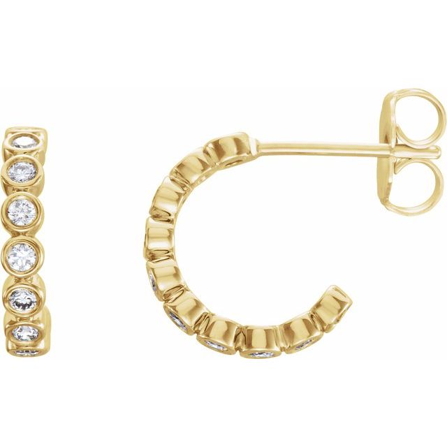 Diamond Bezel Huggie Hoop Earrings