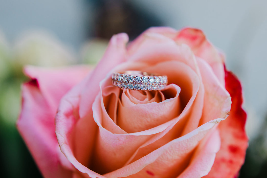 Pink Peek-A-Boo Diamond 18K Rose Gold Eternity Band