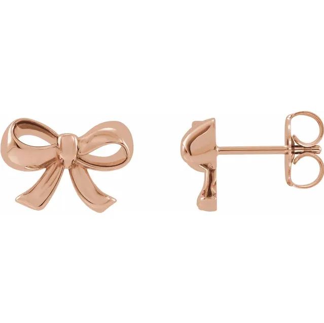 14K Gold Bow Mini Studs