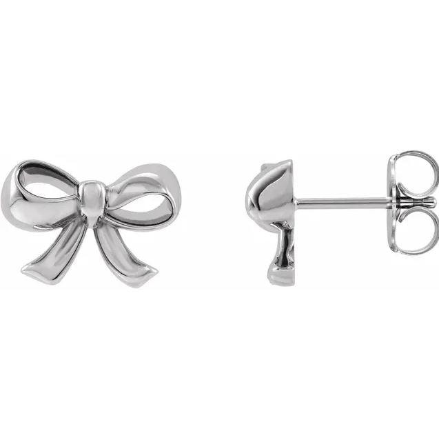 14K Gold Bow Mini Studs