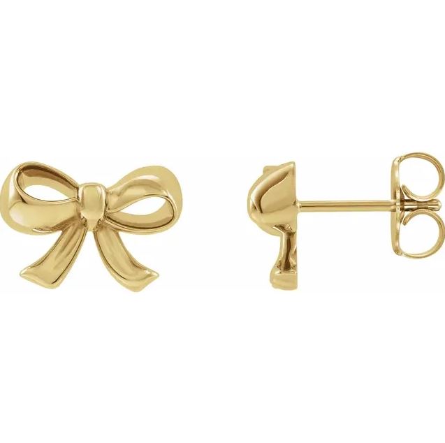 14K Gold Bow Mini Studs