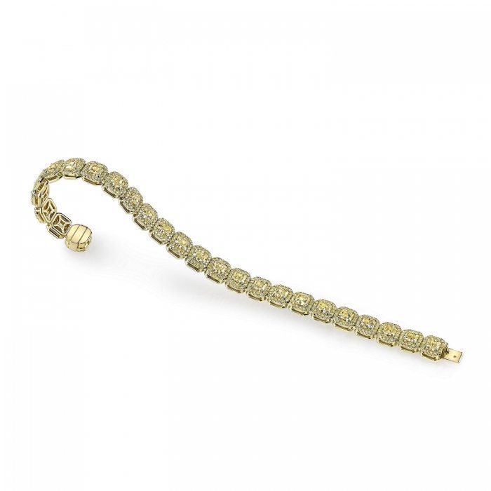 13.58ct Radiant Cut Natural Fancy Yellow Diamond Bracelet in 18K Yellow Gold